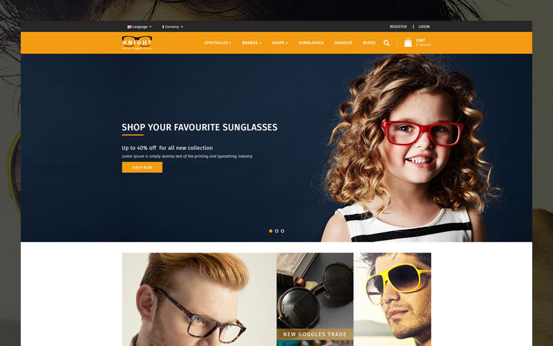 Шаблон OpenCart Knight Goggles and Sunglasses Store