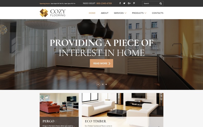 COZY - Штучний адаптивний сучасний HTML-шаблон веб-сайту для підлогових матеріалів