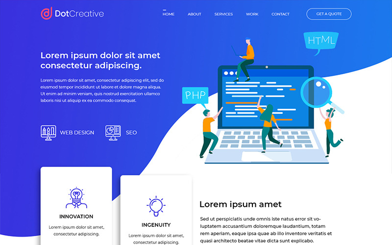 Download PSD шаблон "Dotcreative - Web Design Company PSD Template" / Dotcreative - Web Design Company PSD Template - PSD шаблон на тему информационные технологии web design company theme template psd photoshop