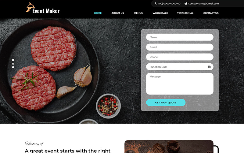 Download PSD шаблон "Event Maker - Catering Services PSD Template" / Event Maker - Catering Services PSD Template - PSD шаблон на тему фуршет catering service theme template psd photoshop