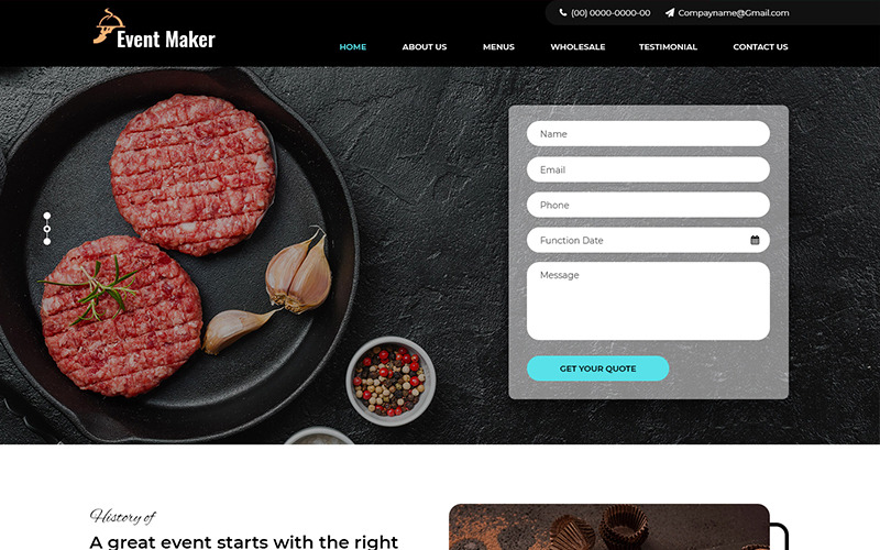 Event Maker - cateringové služby PSD šablona