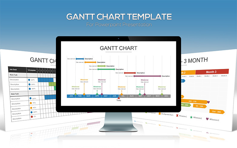 Gantt-diagram PowerPoint-sjabloon