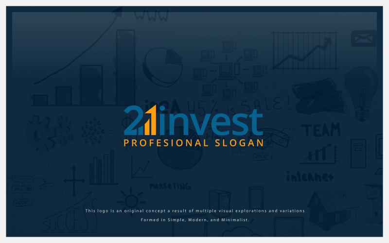Download Шаблон логотипа "21invest Logo Template" / 21invest Logo Template - Шаблон логотипа на тему графика finance accounting web seo marketing management media analytic consulting economy global internet insurance loan grow business rate simple profit investment
