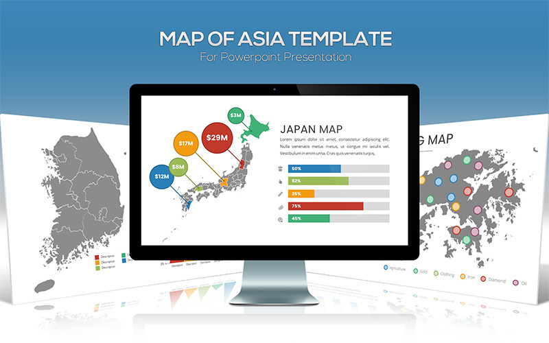 Карты Азии для шаблона презентации Powerpoint PowerPoint