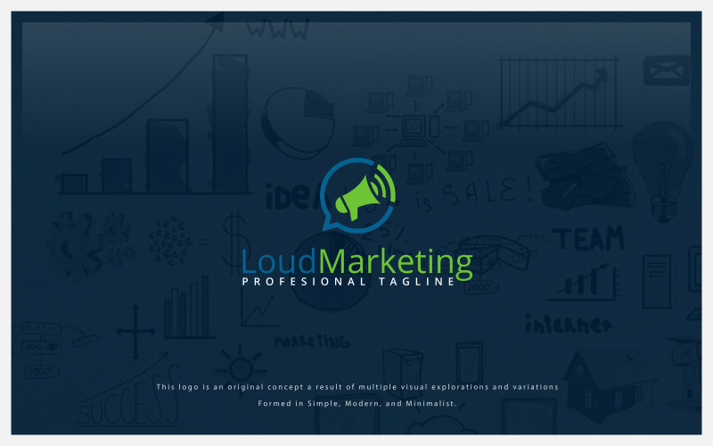 Download Шаблон логотипа "Loud Marketing Logo Template" / Loud Marketing Logo Template - Шаблон логотипа на тему графика finance accounting web seo marketing management media analytic consulting economy internet insurance loan grow business rate simple profit investment sales