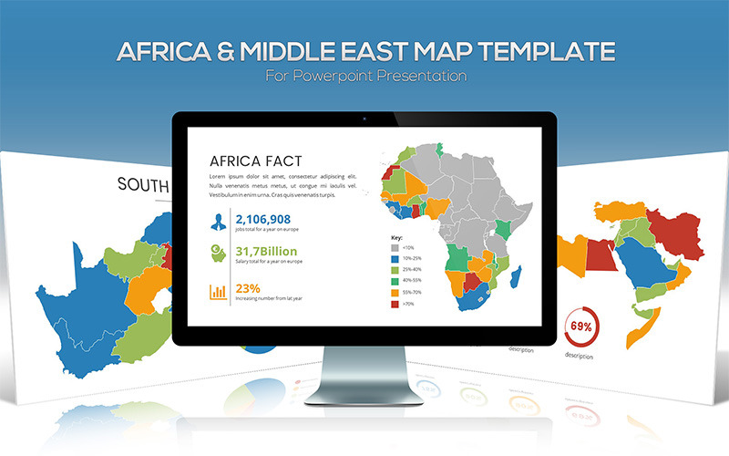 Modèle PowerPoint de cartes d'Afrique et du Moyen-Orient