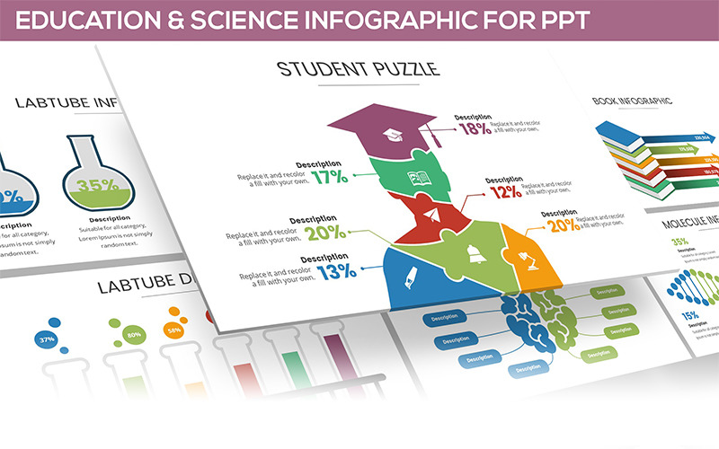 Освіта та наука інфографіки шаблон PowerPoint