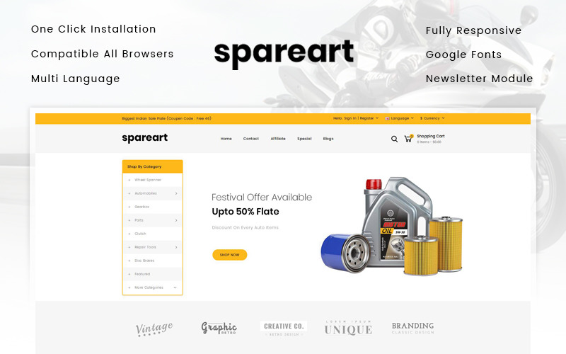 шаблон opencart автомобильного магазина