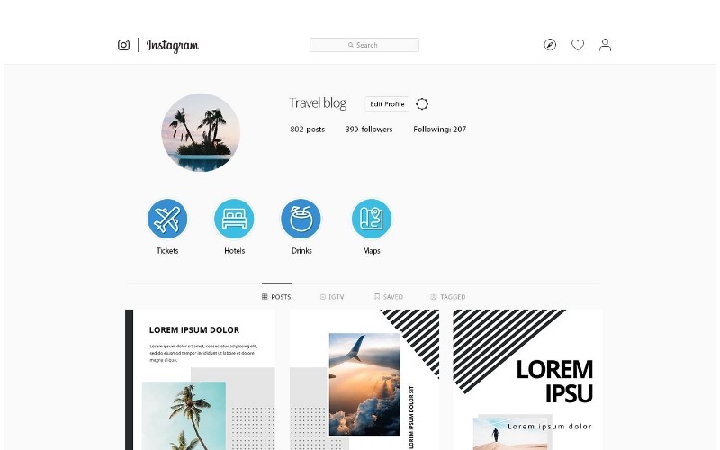 Download Шаблон для соцсетей "Travel Instagram Templates Bundle for Social Media" / Travel Instagram Templates Bundle for Social Media - Шаблон для соцсетей на тему графика instagram templates travel
