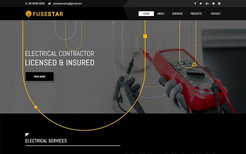 Download PSD шаблон "Fusestar - Electric Company PSD Template" / Fusestar - Electric Company PSD Template - PSD шаблон на тему магазин электроники electric company electronics theme template psd photoshop