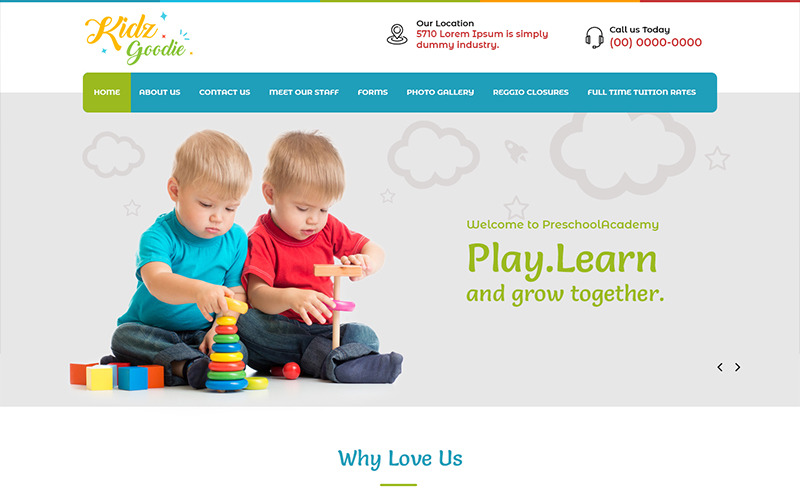 Download PSD шаблон "Kidz Goodie - Kindergarten School PSD Template" / Kidz Goodie - Kindergarten School PSD Template - PSD шаблон на тему средняя школа school kindergarten primary education psd photoshop template theme