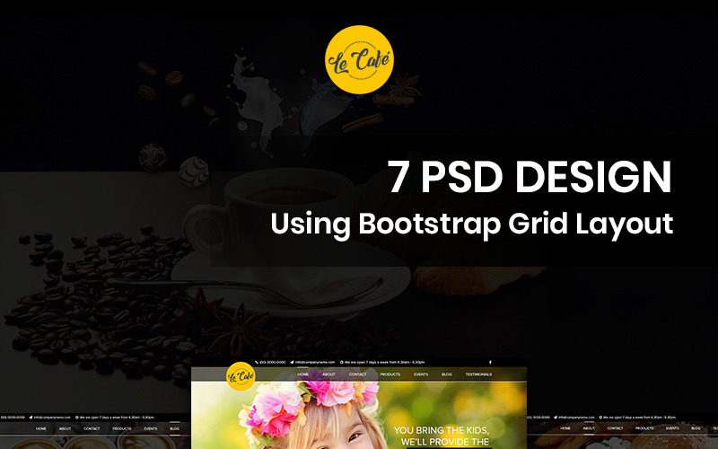 Download PSD шаблон "Le Cafe - Cafe Shop PSD Template" / Le Cafe - Cafe Shop PSD Template - PSD шаблон на тему кофейня cafe coffee shop theme template psd photoshop