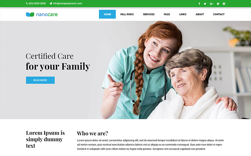 Nano Care - Oldage Home PSD šablona