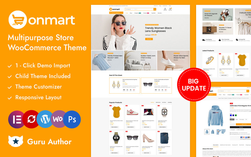 Onmart - Tema responsivo de Elementor WooCommerce para tienda multipropósito