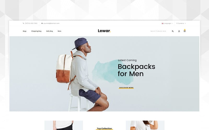 OpenCart šablona Lewar Bags Store