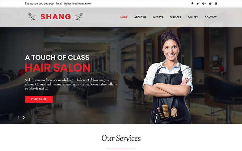 Download PSD шаблон "Shang - Hair Salon PSD Template" / Shang - Hair Salon PSD Template - PSD шаблон на тему парикмахерская hair theme template psd photoshop