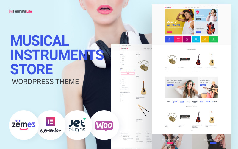 FermataLife - Musical Instruments Store ECommerce Classic Elementor WooCommerce Teması