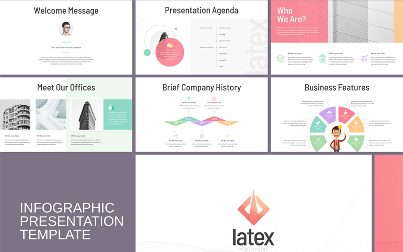 Latex - Modèle PowerPoint d'infographie d'entreprise