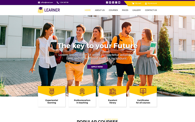 Download PSD шаблон "Learner | Education PSD Template" / Learner | Education PSD Template - PSD шаблон на тему образование education school university courses training academy learning student teacher professor creative modern instructor collage