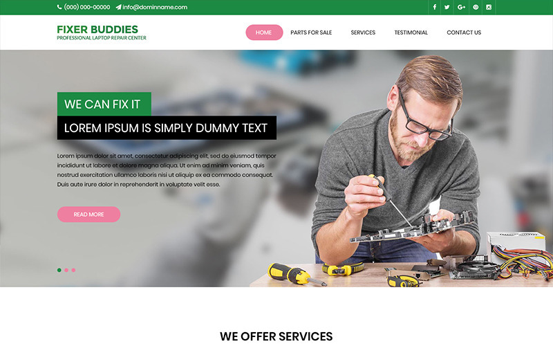 Download PSD шаблон "Fixer Buddies - Laptop Repair PSD Template" / Fixer Buddies - Laptop Repair PSD Template - PSD шаблон на тему графика laptop repair theme template psd photoshop