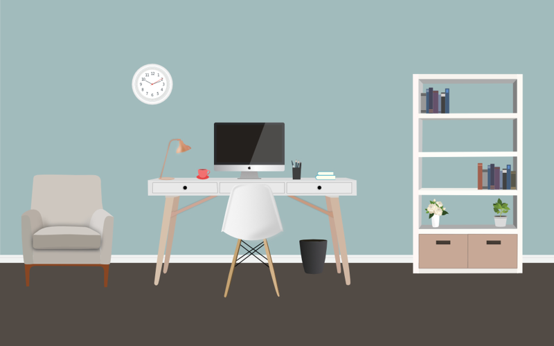 Download Иллюстрация "Room Scene Creator - Illustration" / Room Scene Creator - Illustration - Иллюстрация на тему дизайн интерьеров scene room creator vector illustration furniture interior rooms kitchen living office accessories modern couch shelf table chair house home