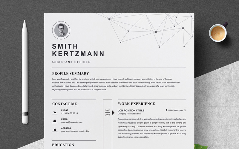 Download Резюме "Smith Resume Template" / Smith Resume Template - Резюме на тему графика page resume 2 clean cv cover letter design template illustrator eps mac pages microsoft word modern photoshop psd professional