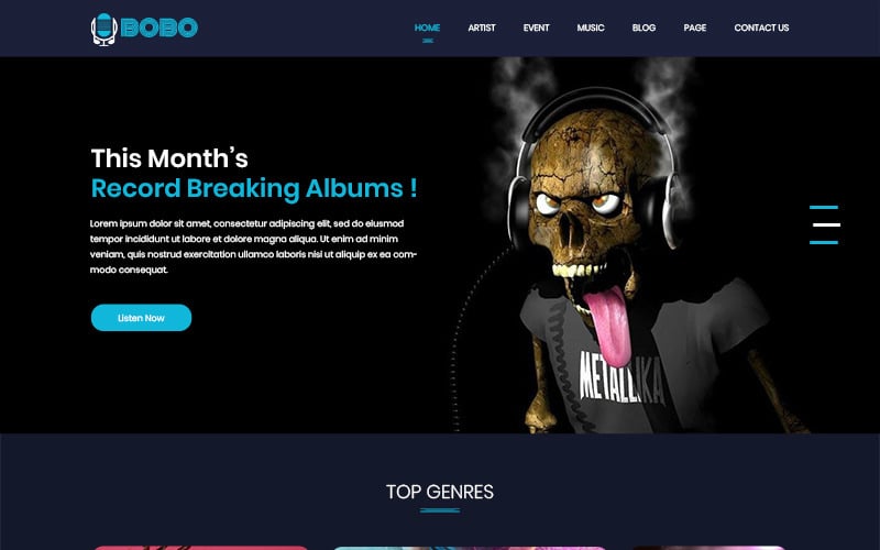 Bobo Music - Plantilla PSD de tienda de música