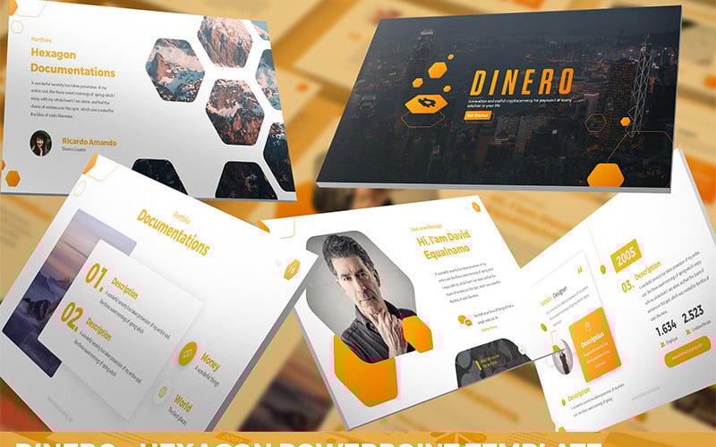 Dinero - Hexagon PowerPoint template