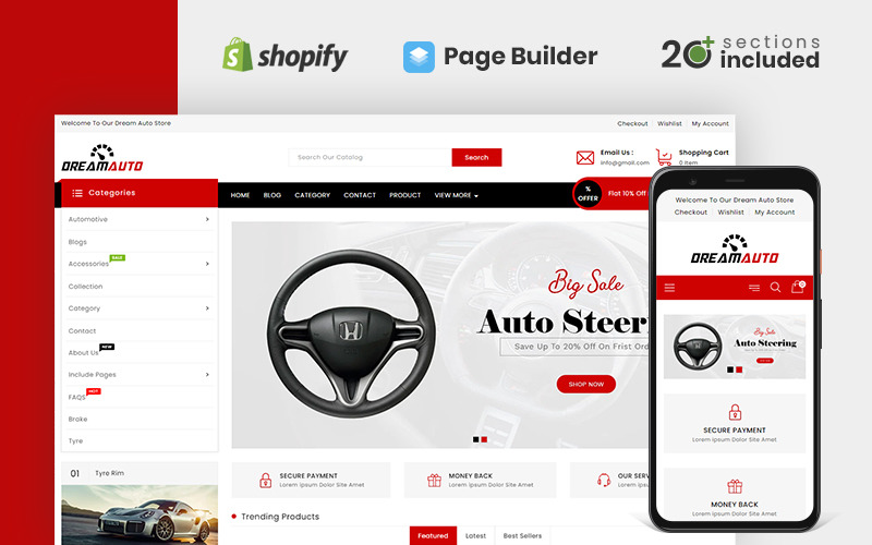 dream auto parts shopify тема