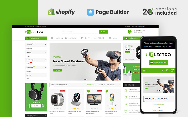 тема electro electronics shopify