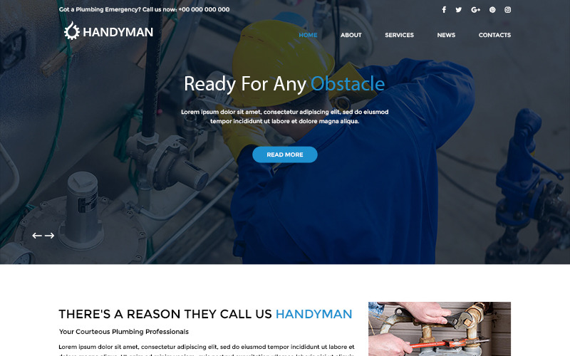 Download PSD шаблон "Handyman - Plumbing PSD Template" / Handyman - Plumbing PSD Template - PSD шаблон на тему сантехника plumbing theme template psd photoshop