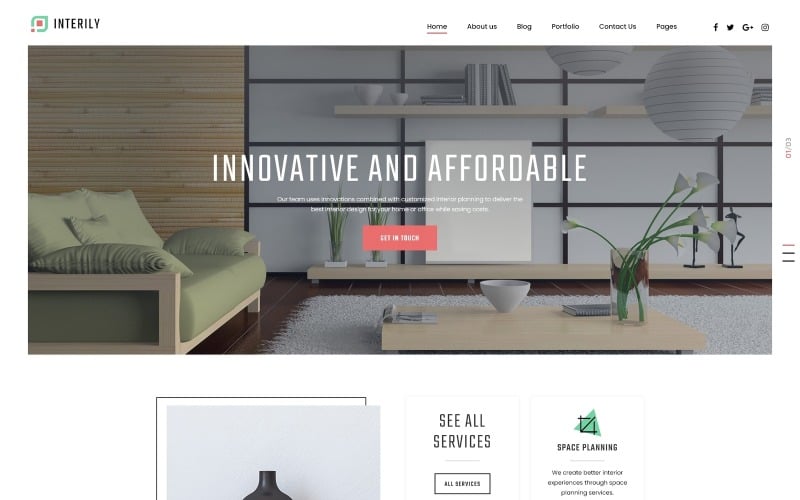 Interily - Modello Joomla moderno per e-commerce di interior design