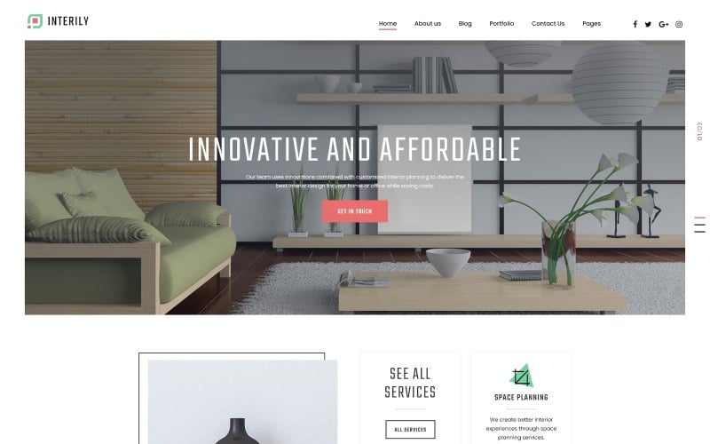 Interily - Projektowanie wnętrz e-commerce Nowoczesny szablon Joomla