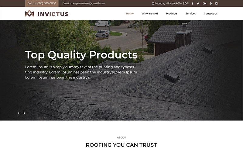 Invictus - Roofing Company PSD-mall