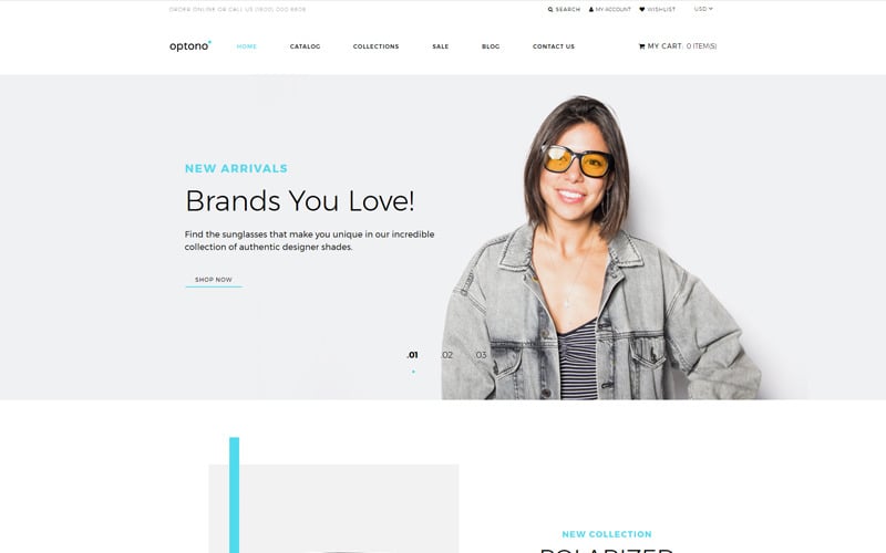 Optono - Szemüveg többoldalas tiszta Shopify téma