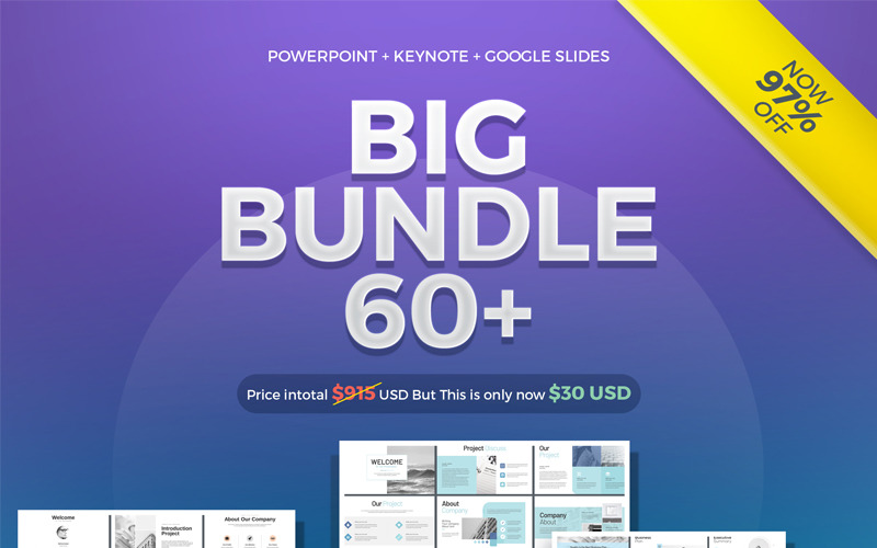 Plantilla de PowerPoint para presentaciones de más de 60, Powerpoint, Keynote, Google Slides
