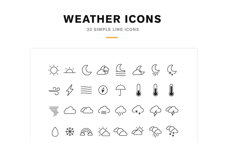 Download Набор иконок "Weather Icons and Font Set" / Weather Icons and Font Set - Набор иконок на тему графика icon icons line minimal minimalist weather fog rain sun snow cloudy sunny forecast day night vector