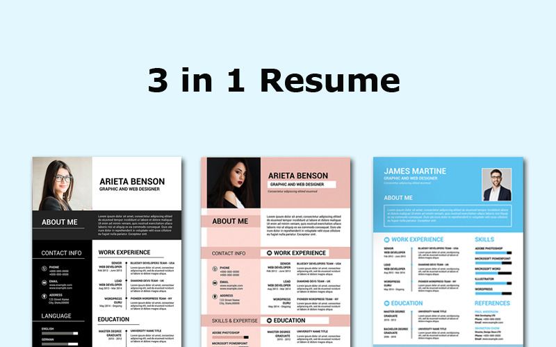Download Резюме "Arieta 1 Page Resume Template" / Arieta 1 Page Resume Template - Резюме на тему графика resume cv clean minimal one page simple classic modern creative black pink biodata job official student template psd docx word