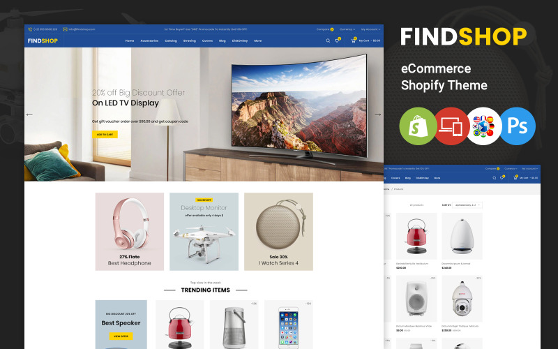 Findshop - Tema Shopify multiuso sezionato