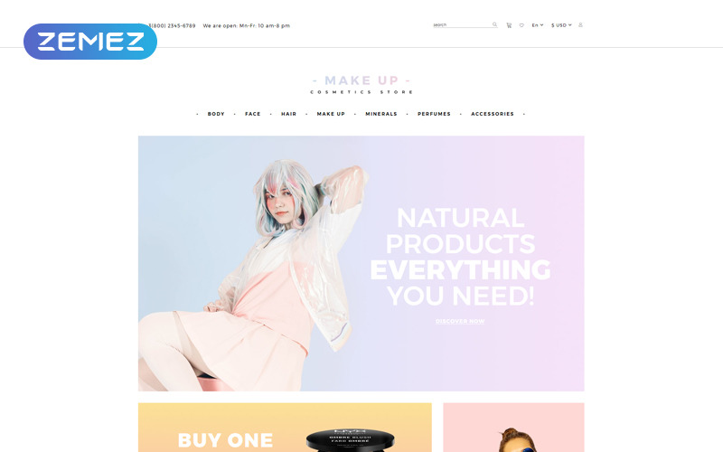 косметический магазин многостраничный чистый шаблон opencart