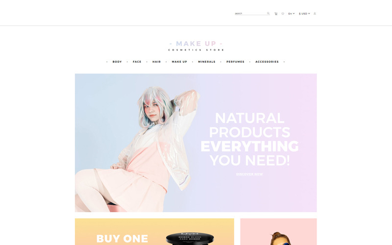 Make Up - Modello OpenCart pulito multipagina per negozio di cosmetici