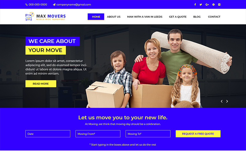 Max Movers - Kaldırma Şirketi PSD Şablonu