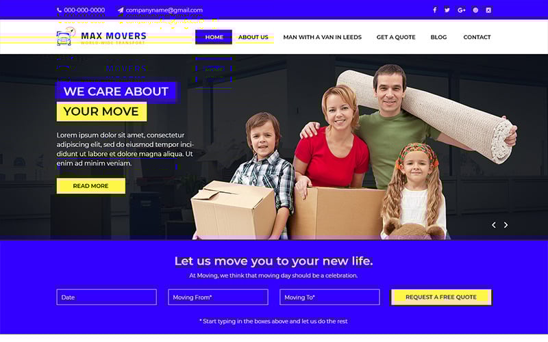 Download PSD шаблон "Max Movers - Removals Company PSD Template" / Max Movers - Removals Company PSD Template - PSD шаблон на тему грузоперевозка removals company psd photoshop theme template
