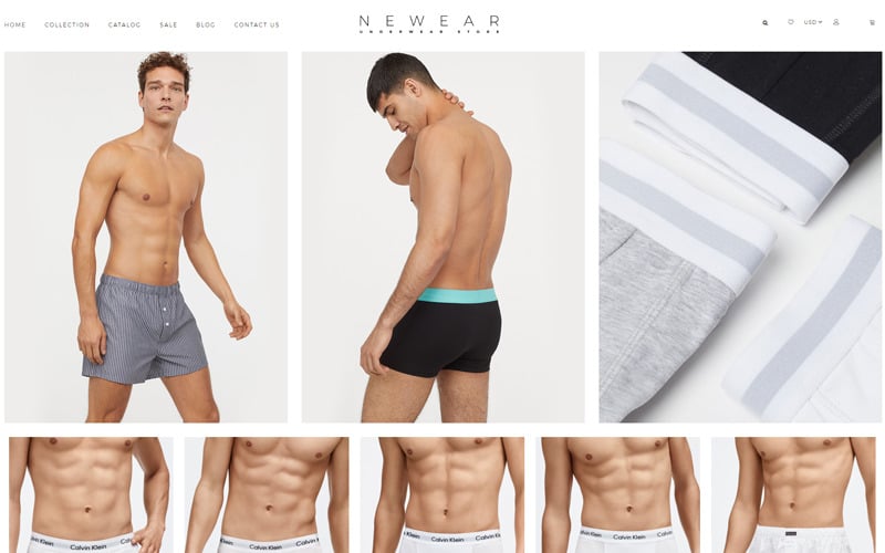 Newear - Tema de Shopify limpio para ropa interior masculina de varias páginas