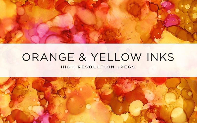 Download Иллюстрация "Orange and Yellow Ink Textures - Illustration" / Orange and Yellow Ink Textures - Illustration - Иллюстрация на тему графика watercolor watercolour ink alcohol background abstract paint texture textured textures orange yellow warm