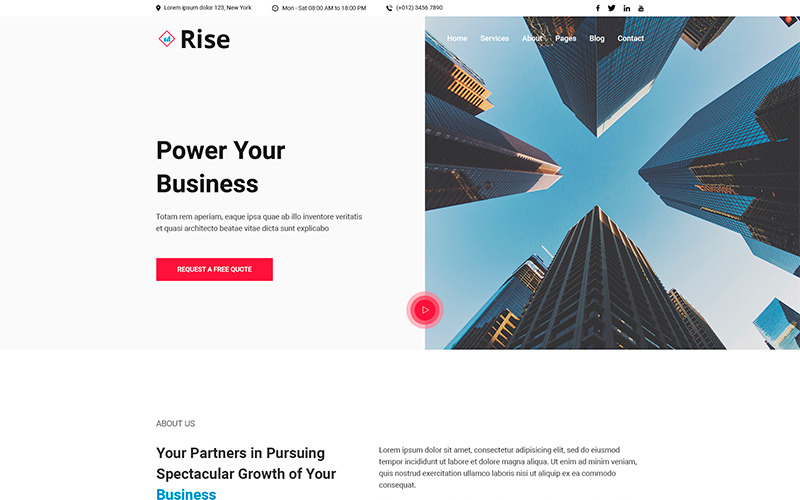 Download PSD шаблон "Rise | Consulting PSD Template" / Rise | Consulting PSD Template - PSD шаблон на тему консалтинг consulting marketing business services agent modern clean professional agencies menagemant one-page