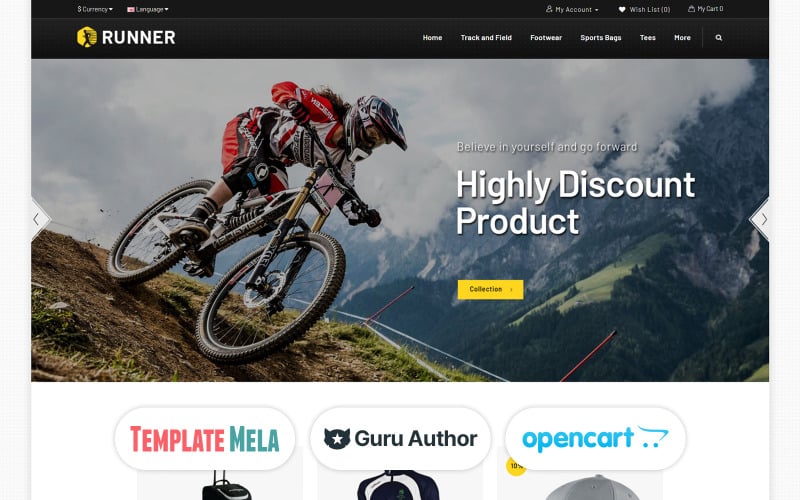 Runner - OpenCart-mall för sportbutik