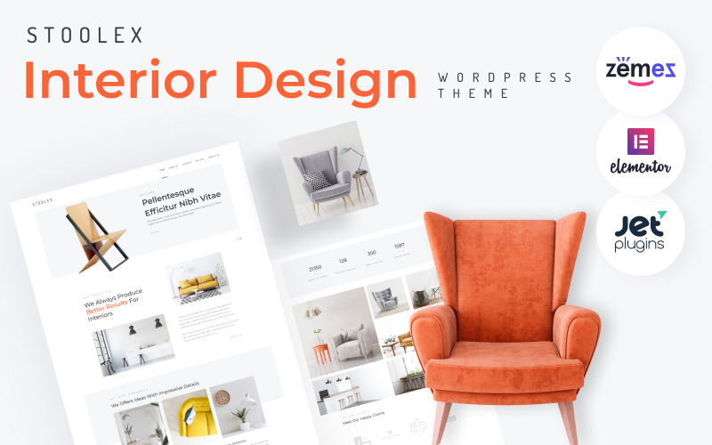 Stoolex - Interiérový design s minimálním motivem WordPress Elementor