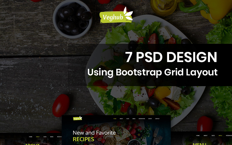 Download PSD шаблон "Veghub - Vegetarian Restaurant PSD Template" / Veghub - Vegetarian Restaurant PSD Template - PSD шаблон на тему вегетарианский ресторан vegetarian restaurant psd photoshop theme template