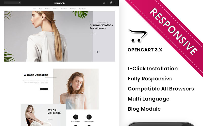 Crazler - Адаптивный OpenCart шаблон для магазина модной одежды